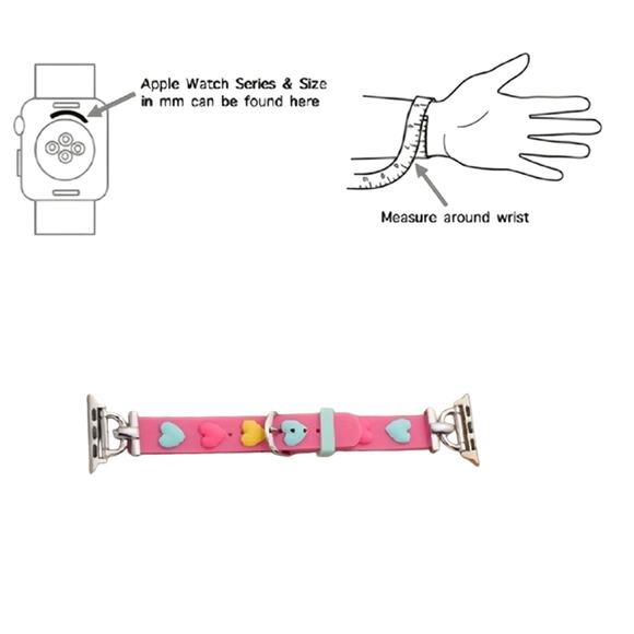 Apple Smart Watch 38mm 40mm 41mm Silicone Wristband Hearts Kawaii Cutegoth - Picture 3 of 3